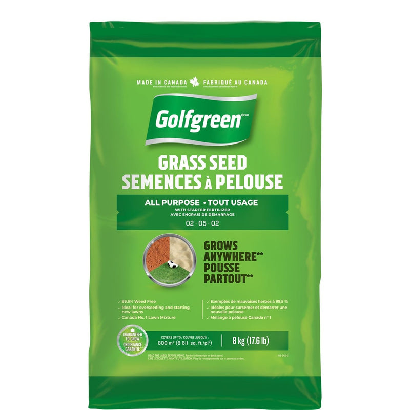 Golfgreen All Purpose Grass Seed with Starter Fertilizer, Weed-Free, 2-5-2, 8kg S3