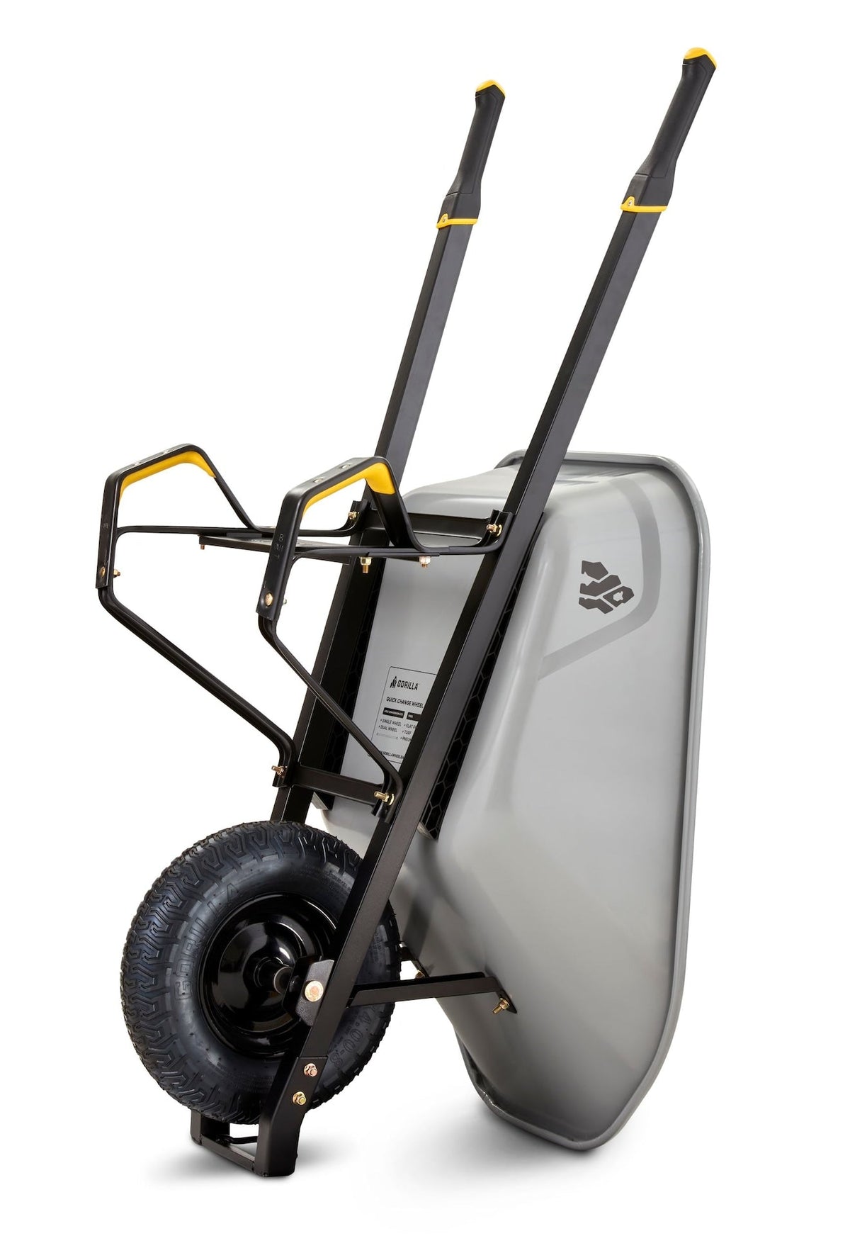 Gorilla Heavy-Duty Easy Pivot/Dump Steel Tub Wheelbarrow, Steel Tray, 6-cu-ft