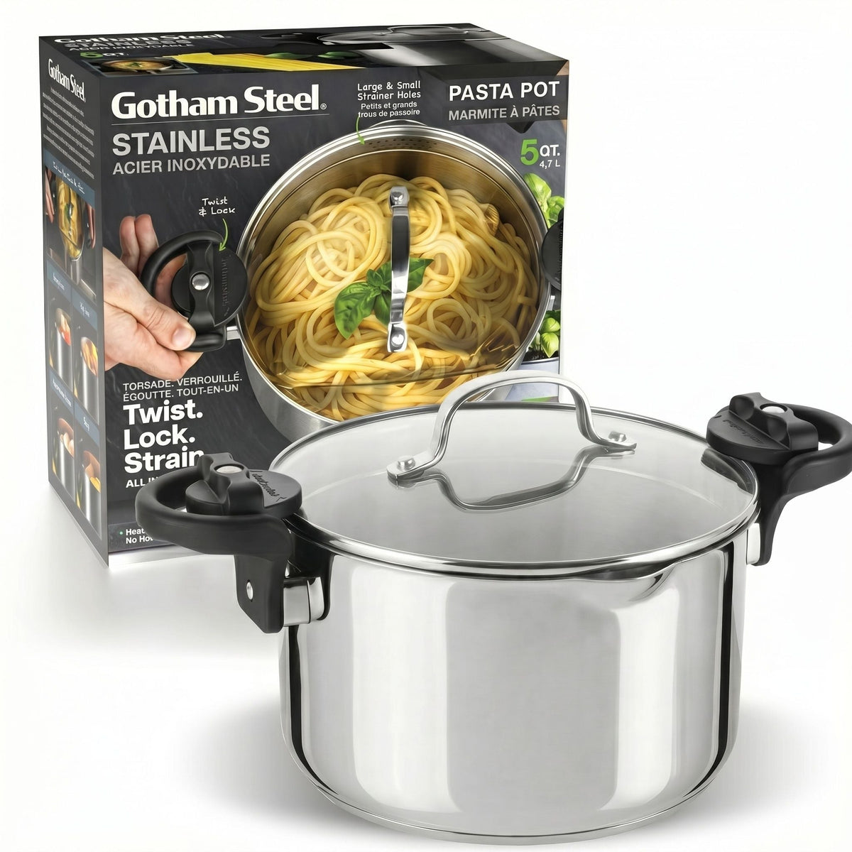 Gotham Steel Stainless Steel 5QT Pasta Pot