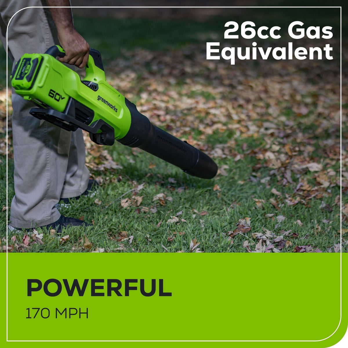 Greenworks 60V 630CFM 170MPH Leaf Blower 2.5Ah Battery 3A Charger