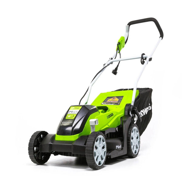 Greenworks 9A 2-in-1 Corded Lawn Mower, 14-in Y0