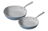 Heritage The Rock O Naturel Ceramic Non-Stick Frying Pan Set, Dishwasher & Oven Safe, Baby Blue, 26-cm & 30-cm, 2-pk