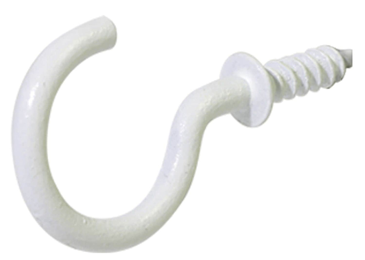 Hillman Steel Vinyl Mug Cup Hooks, Screw-In, White, 7/8-in, 40-pk