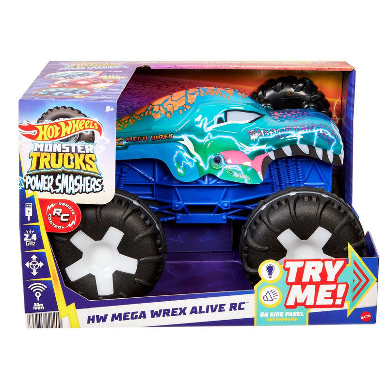 Hot Wheels Monster Truck Remote Controlled 1:15 Scale Mega Wrex Toy Vehicle with Sounds & Lights, Ages 5+ J8
