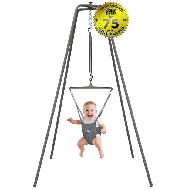 Jolly Jumper Standing Baby Exerciser with Super Stand, Grey, Ages 3m+ I6