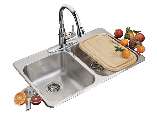 Kindred Reginox Drop In Double Bowl 3-Hole Kitchen Sink, 31.25-in LR x 20.5-in FB, Stainless Steel J9