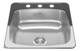 Kindred Reginox Drop In Single Bowl 3-Hole Kitchen Sink, 20.13-in x 20.56-in, Stainless Steel