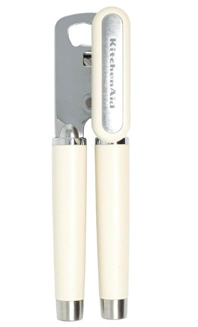 KitchenAid Gourmet Hard Handle Stainless Steel Can Opener, Black, Almond Cream W3