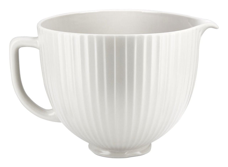 KITCHENAID Microwave Safe Ceramic Bowl with Columns, White O5