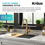 Kraus Oletto Pull-Down Single Handle Kitchen Faucet with QuickDock Top Mount Installation Assembly, Spot Free Antique Champagne Bronze