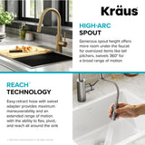 Kraus Oletto Pull-Down Single Handle Kitchen Faucet with QuickDock Top Mount Installation Assembly, Spot Free Antique Champagne Bronze
