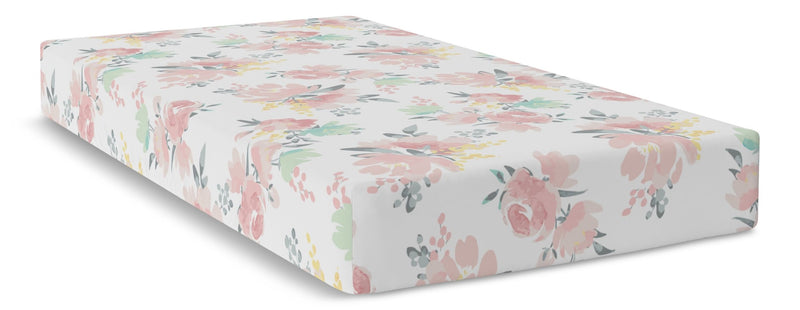 Kushies Fitted Percale Crib Sheet, Watercolour Blooms L3