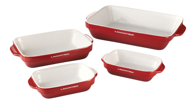 Lagostina Ceramic Bakeware Set, Red, Assorted Sizes, 4-pc R9