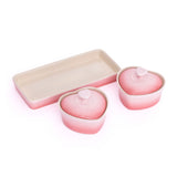 Lagostina Stoneware Heart Cocottes and Tray, Gradient Rose, 5-pc