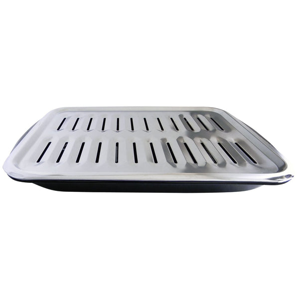 Laser 62250 2-in-1 Broiler Pan, Chrome/Porcelain, Dishwasher Safe, Black, 16 x 12.75 x 1.75-in B7