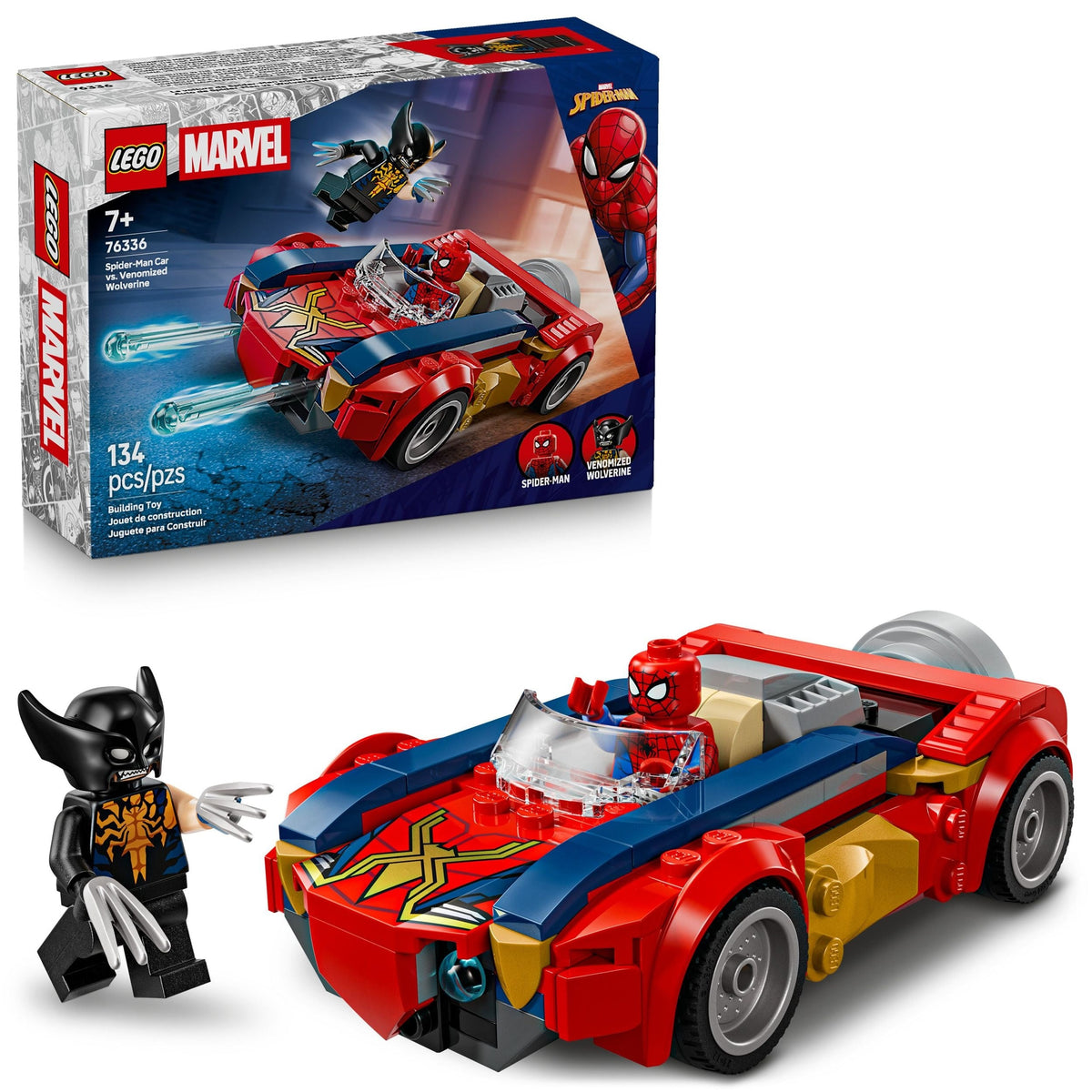 LEGO Marvel Spider-Man Car vs. Venomized Wolverine - 76336, 134-pcs, Ages 7+