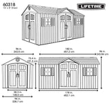Lifetime Outdoor Storage Shed with Dual Side Entry, Dark Grey Roughcut, 15 x 8-ft