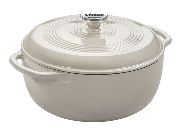 Lodge Enamel Cast Iron Dutch Oven, White, 6-qt N8