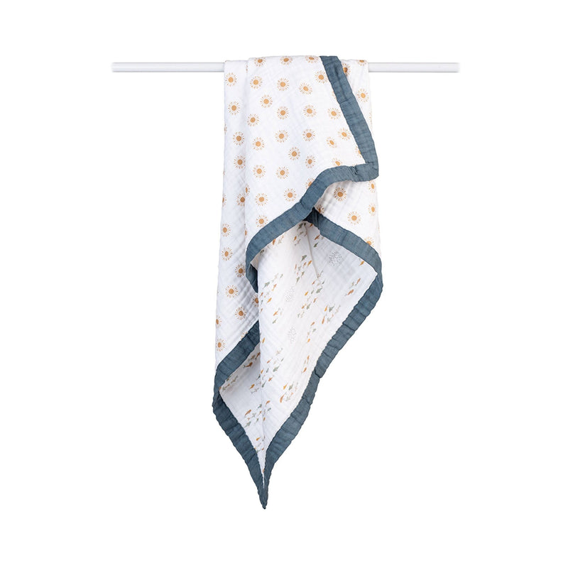 Lulujo 3-Ply Sun & Fish Reversible Muslin Blanket R6