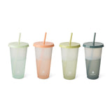 Manna Colour Changing Glitter Plastic Tumbler with Splashproof Lid, 24-oz, 4-pk