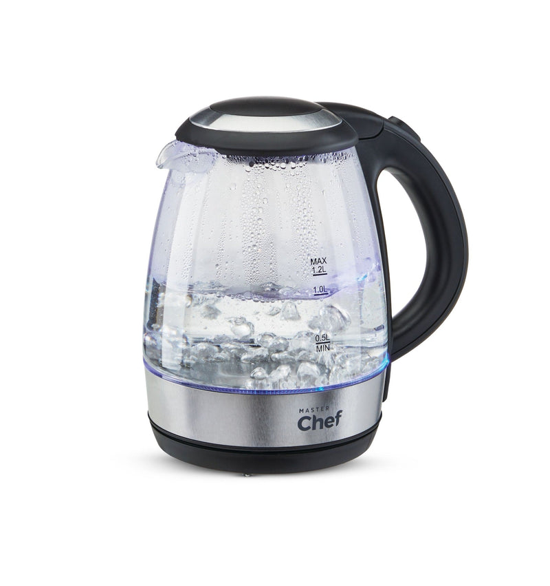 MASTER Chef Cordless Electric Kettle with Auto Shut Off & Blue Light, Glass, 1.2L N8