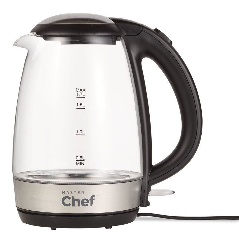 MASTER Chef Cordless Electric Kettle with Blue Light, Glass, 1.7L H7