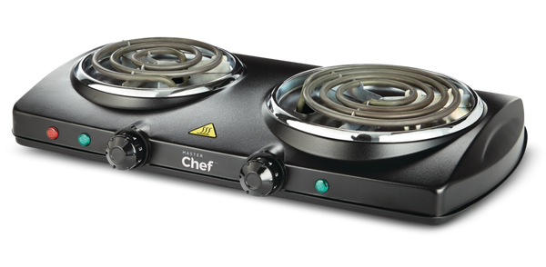 MASTER Chef Double Burner Hot Plate, Black, 1500W M8