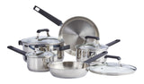 Master Chef Stainless Steel Cookware Set with Glass Lids, 9-pc