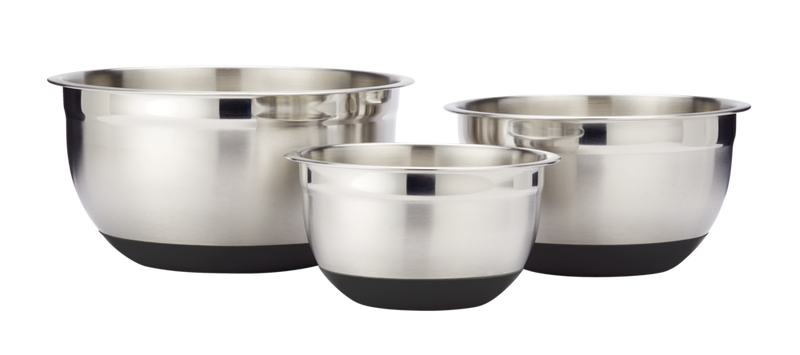 MASTER Chef Stainless Steel Mixing Bowl Set with Non-Slip Bottom, Assorted Sizes, 3-pc D4