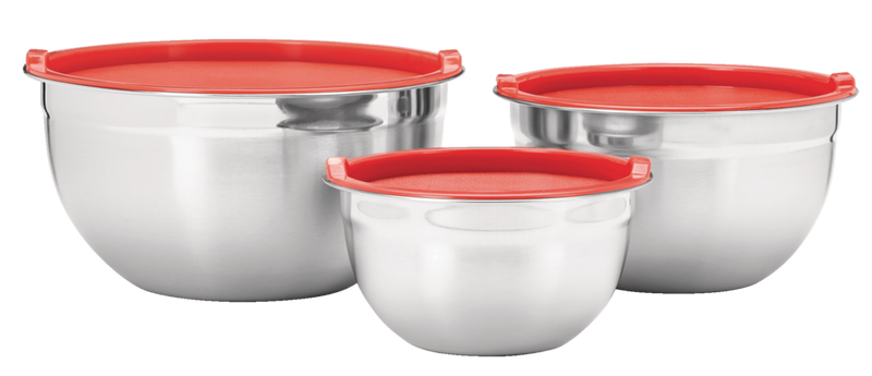 MASTER Chef Stainless Steel Mixing Bowls with Plastic Lids, 3-pk K4