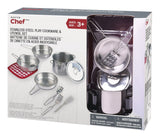 MASTER Chef Toy Kitchen Stainless Steel Cookware Set For Kids, 10 pc, Ages 3+