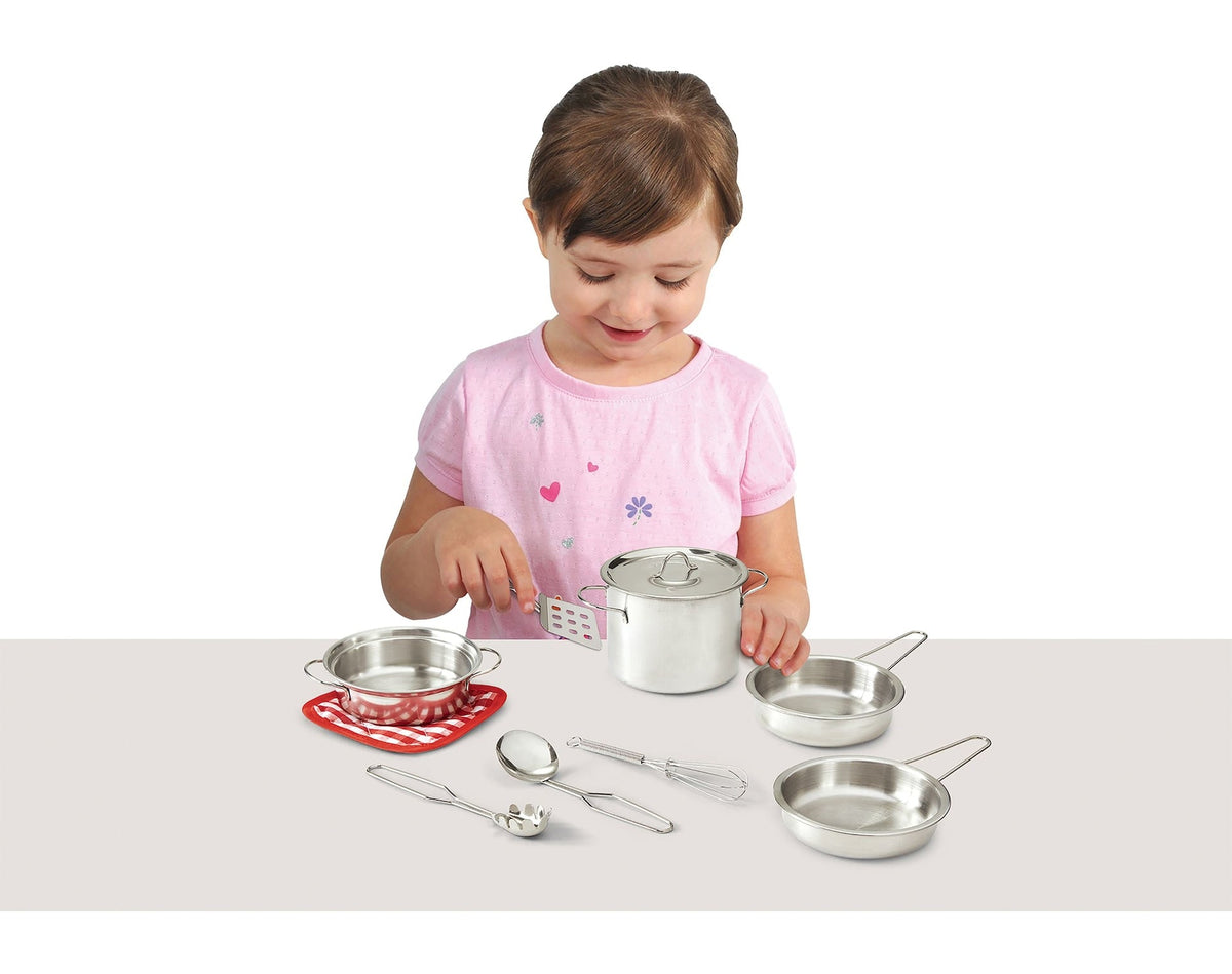 MASTER Chef Toy Kitchen Stainless Steel Cookware Set For Kids, 10 pc, Ages 3+