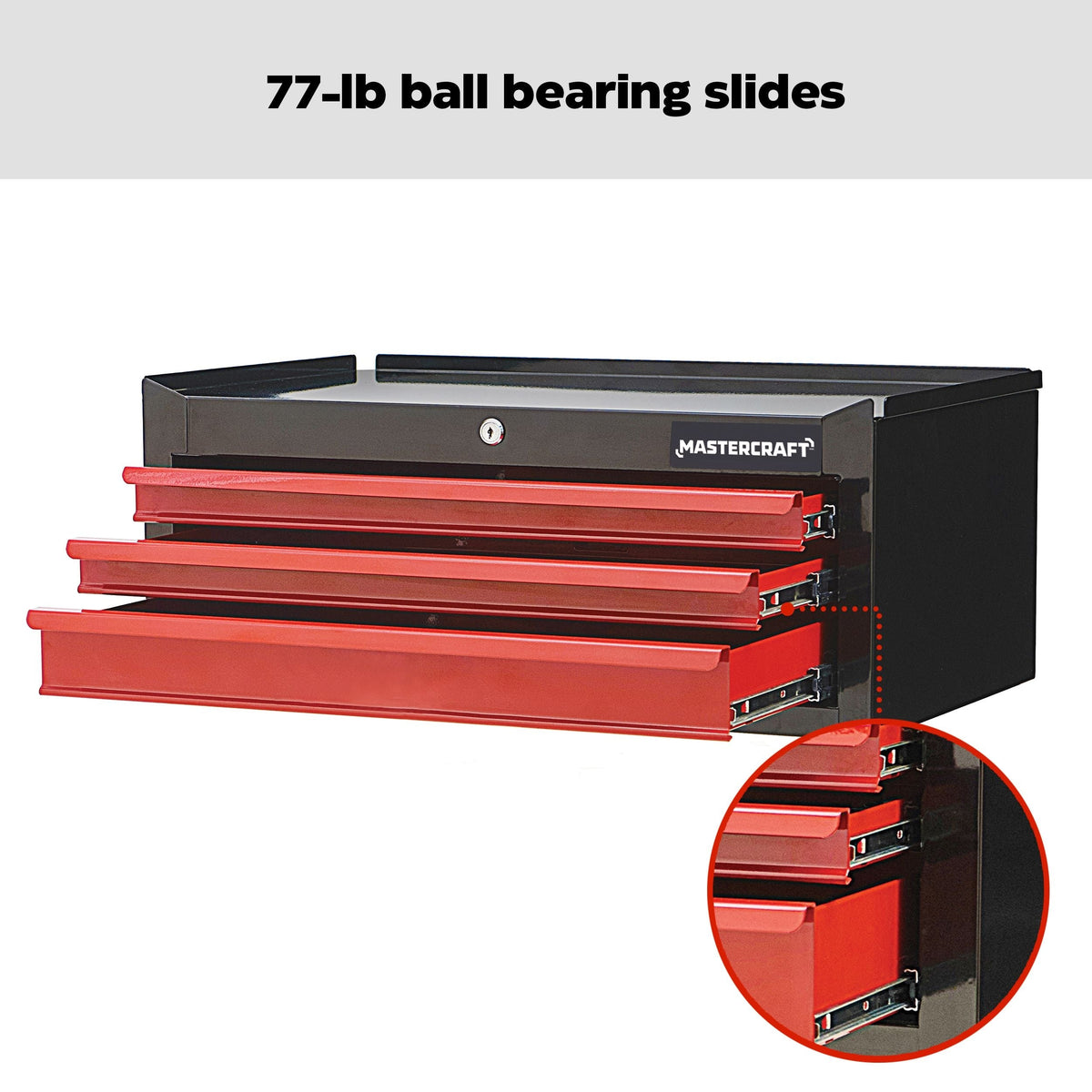 Mastercraft 3-Drawer Intermediate Tool Chest, Black & Red, 26-in
