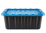 Mastercraft Heavy Duty Stackable Storage Box with Lid, 70-L, Black/Blue