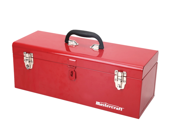 Mastercraft Portable Metal Hip Roof Tool Box with Removable Tray, 19-in, Red J1
