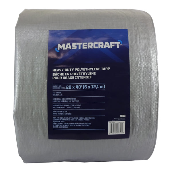 Mastercraft Premium Heavy Duty Tarp, Poly, Waterproof, 20-ft x 40-ft P1