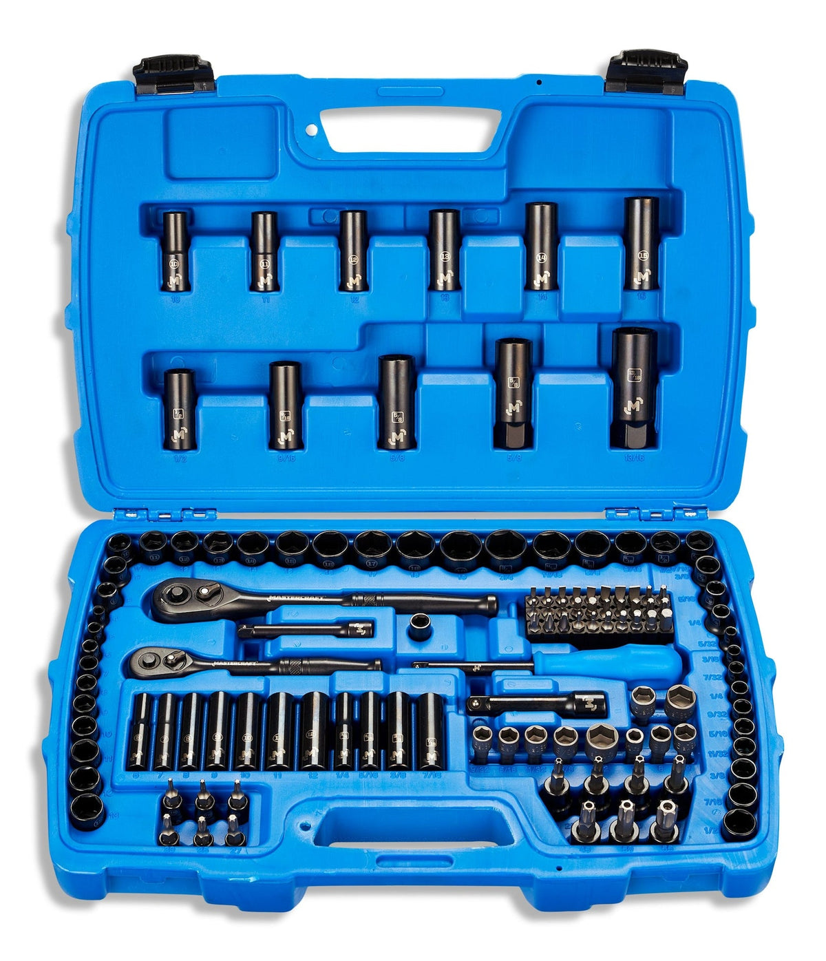 Mastercraft Socket Set, 122-pc, SAE/Metric, CRV, Black Steel Finish