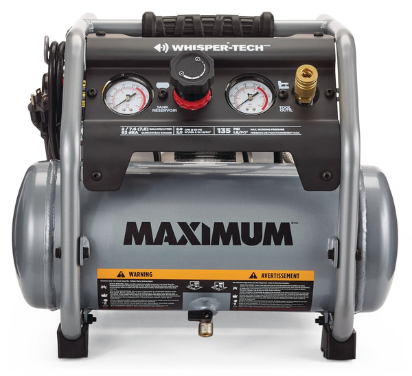 MAXIMUM 2-Gallon Quiet Air Compressor, 135 PSI, 1 HP F0