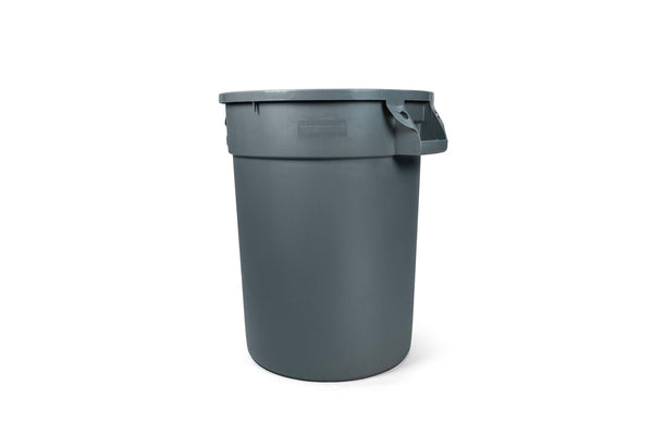 MAXIMUM Commercial Circular Outdoor Garbage Can with Lid, Grey V0
