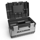 MAXIMUM Portable Plastic & Metal Tool Box with Removable Tray & Organizer, Black, 15-in