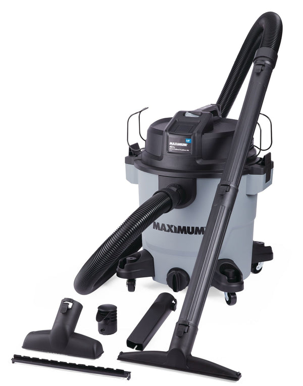 MAXIMUM VJH1211PF 6.0 Peak HP Portable Wet/Dry Shop Vacuum with Hose and Accessories, 45-L Q6