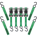 MotoMaster 1,500-lb Ratchet Tie Down, with Padded D-Handle, 1-in x 14-ft, 4-pk, Green