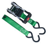 MotoMaster 1,500-lb Ratchet Tie Down, with Padded D-Handle, 1-in x 14-ft, 4-pk, Green