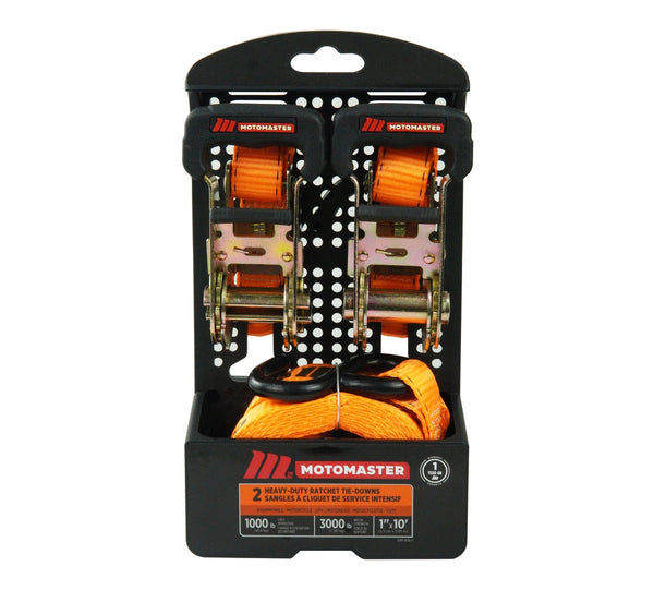 MotoMaster 3,000-lb Padded Handle Ratchet Tie Down Straps, 1.25-in x 10-ft, 2-pk Y5