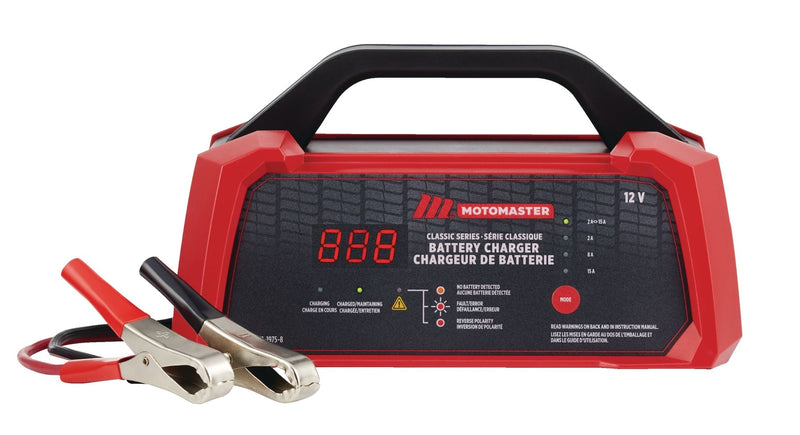 MotoMaster Classic Series Smart Battery Charger/Maintainer, Fully Automatic, 15/8/2-Amp, 12V E0