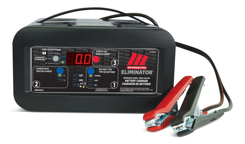 MotoMaster Eliminator Workshop Series Smart Battery Charger, Fully Automatic, 15/3-Amp, 6V/12V, B3