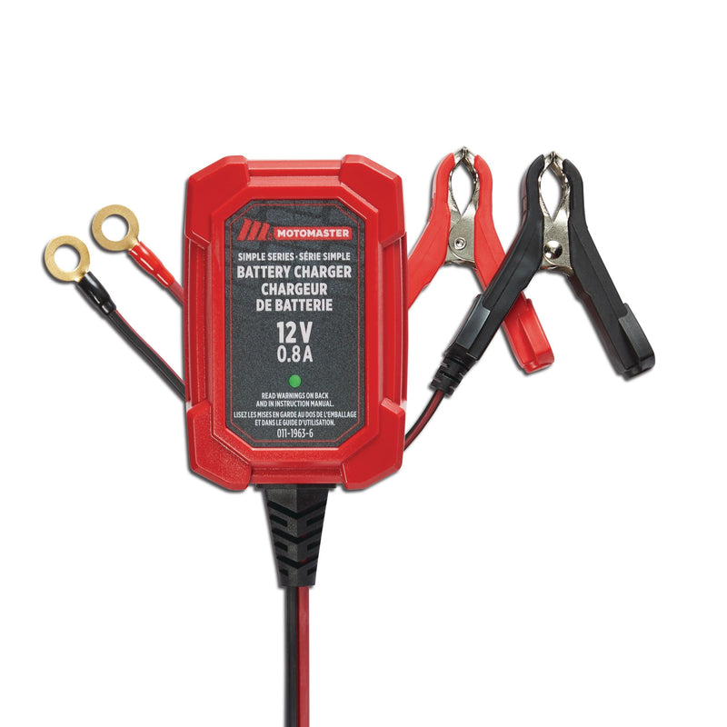 MotoMaster Simple Series Smart Battery Charger/Maintainer, Fully Automatic, 0.8-Amp, 12V Q7