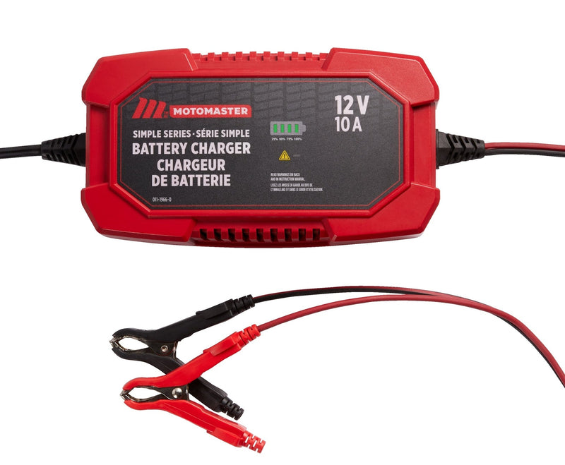MotoMaster Simple Series Smart Battery Charger/Maintainer, Fully Automatic, 10-Amp, 12V I3