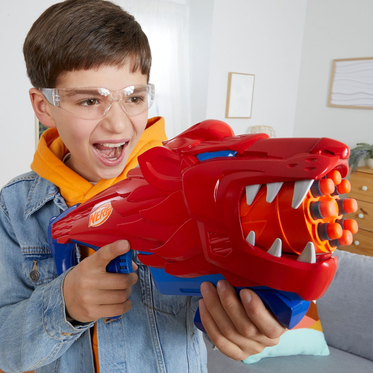 NERF Junior Wild Lionfury Easy-Play Dart Blaster, Includes 16 Darts, Ages 6+