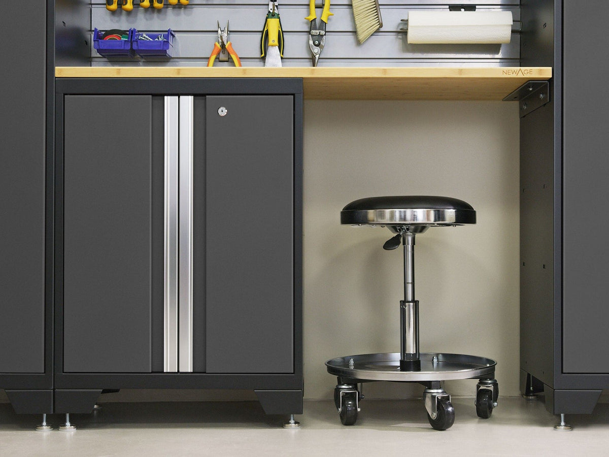 NewAge Bold 3.0 Series 24-Gauge Steel Garage Cabinetry Set with Stainless Steel Top, Partial Assembly, 96-in x 18-in x 72-in, 6-pc